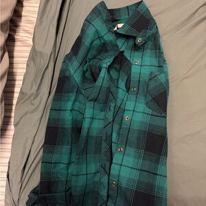 Green and Black Plaid Shirt